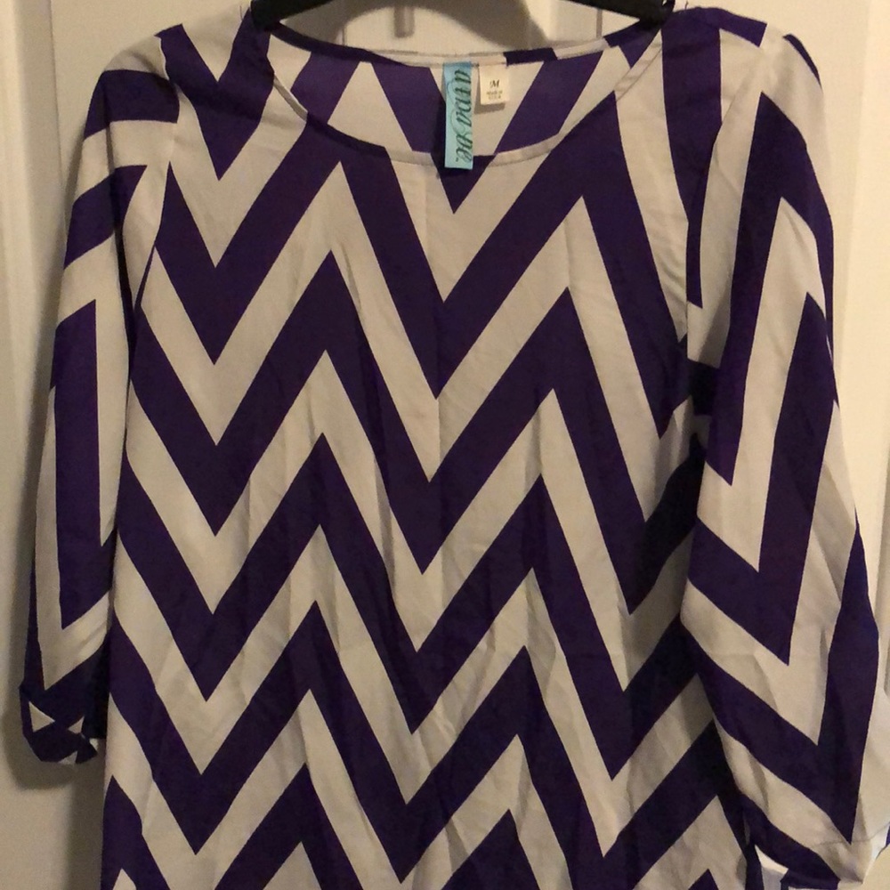 Purple and White Silky Top